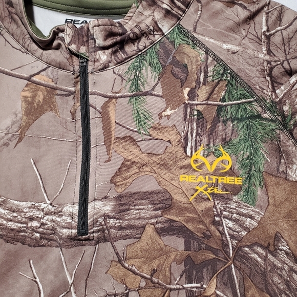 RealTree Xtra Longsleeve 2XL Green Camouflage Mens 1/4 Zip Scent Factor PT 5007 - Picture 3 of 10